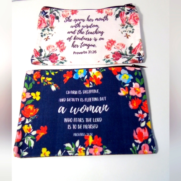 Unbranded Other - 2 Inspirational Bible Verse Make-up Bags Lot #3